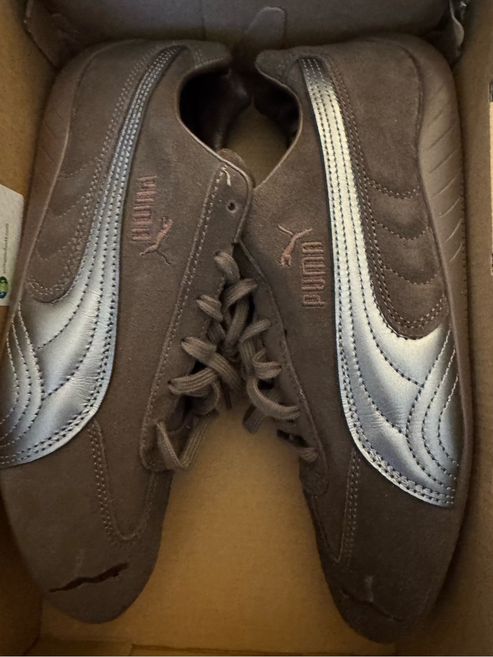Puma Women’s Brown Suede Sneakers with Silver Formstrip
